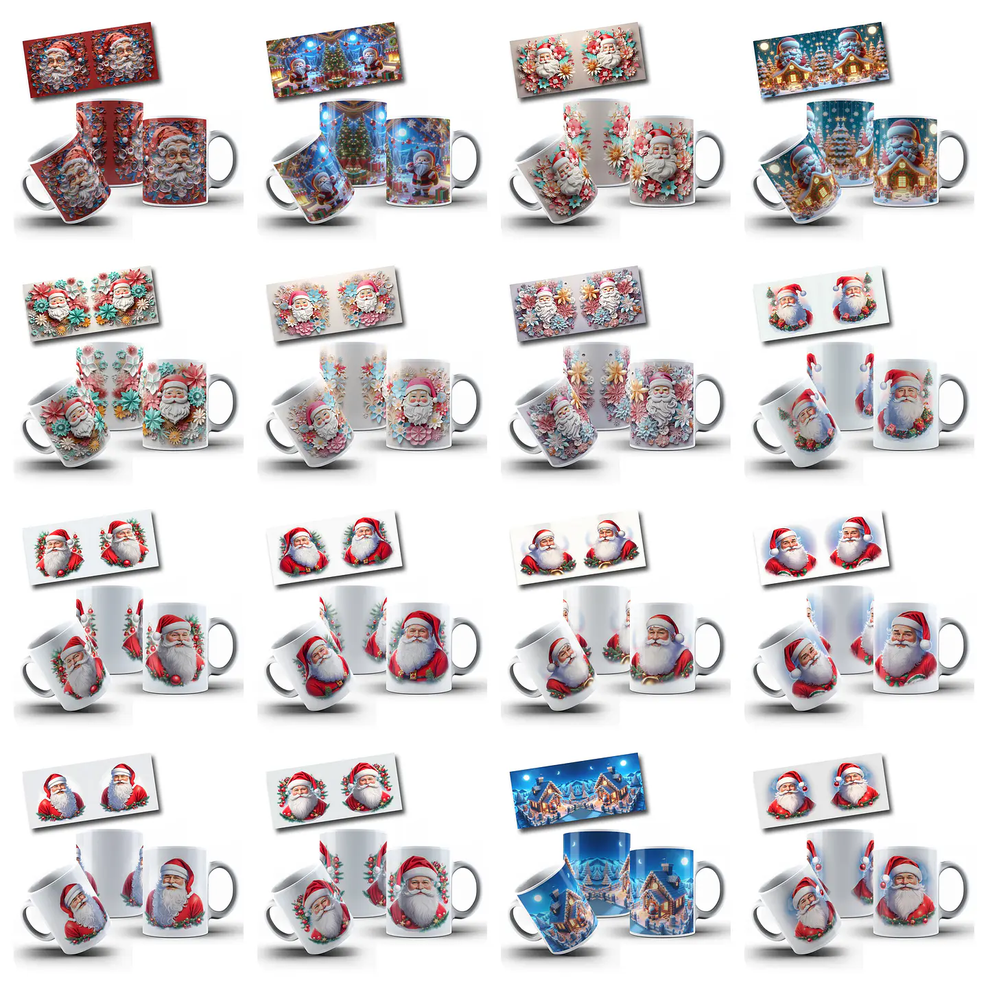 107 Artes para Caneca Papai Noel 3D Arquivo em Jpg 6