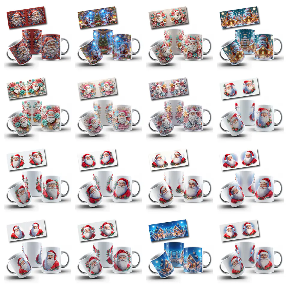 107 Artes para Caneca Papai Noel 3D Arquivo em Jpg 6