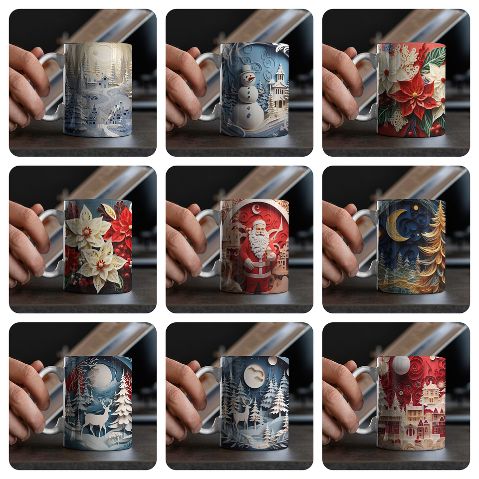 120 Artes para Caneca Natal 3D  Arquivo em Jpg  6