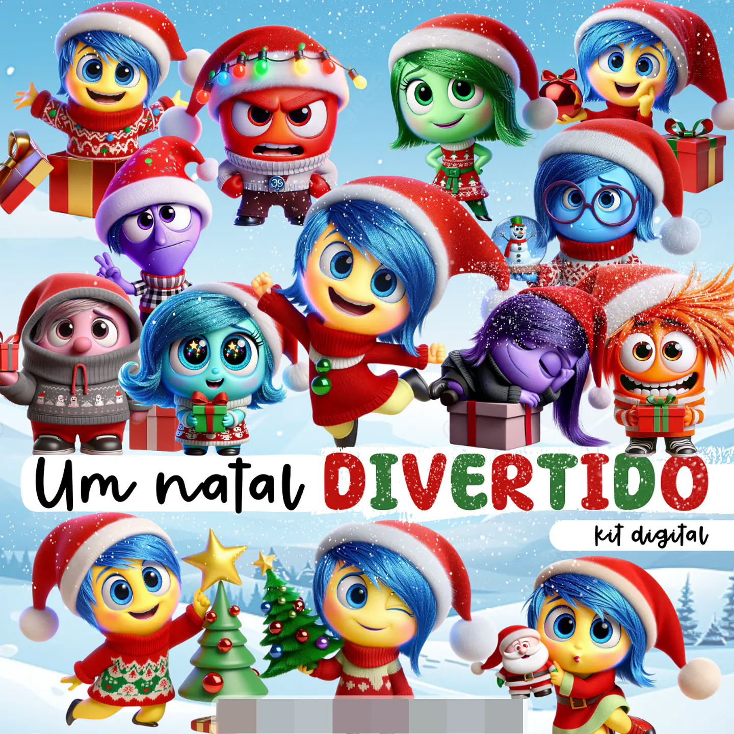 Kit Digital Divertidamente Natal 3d em Png   1