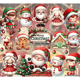 Kit Digital Natal Papai Noel 3d Tradicional em Png