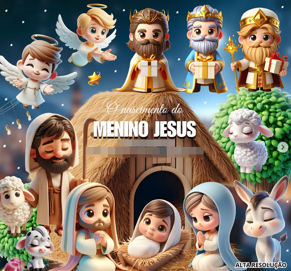 Kit Digital Natal Nascimento de Jesus 3d em Png 1