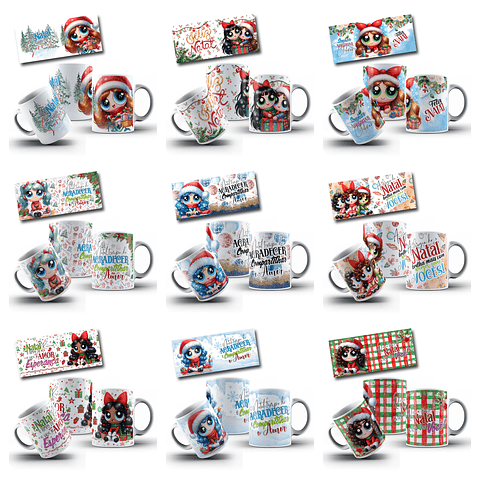 60 Artes Caneca Doçuras Menina Natal Arquivo em Jpg