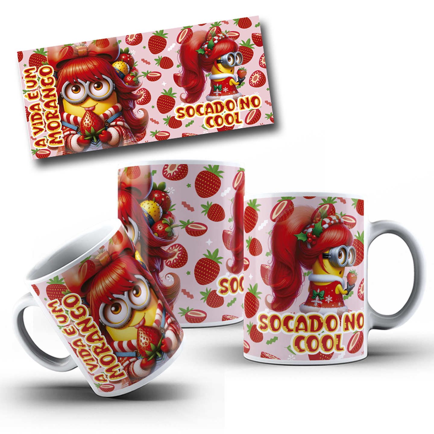 Artes Caneca A vida é um Morango Arquivo Editável 1