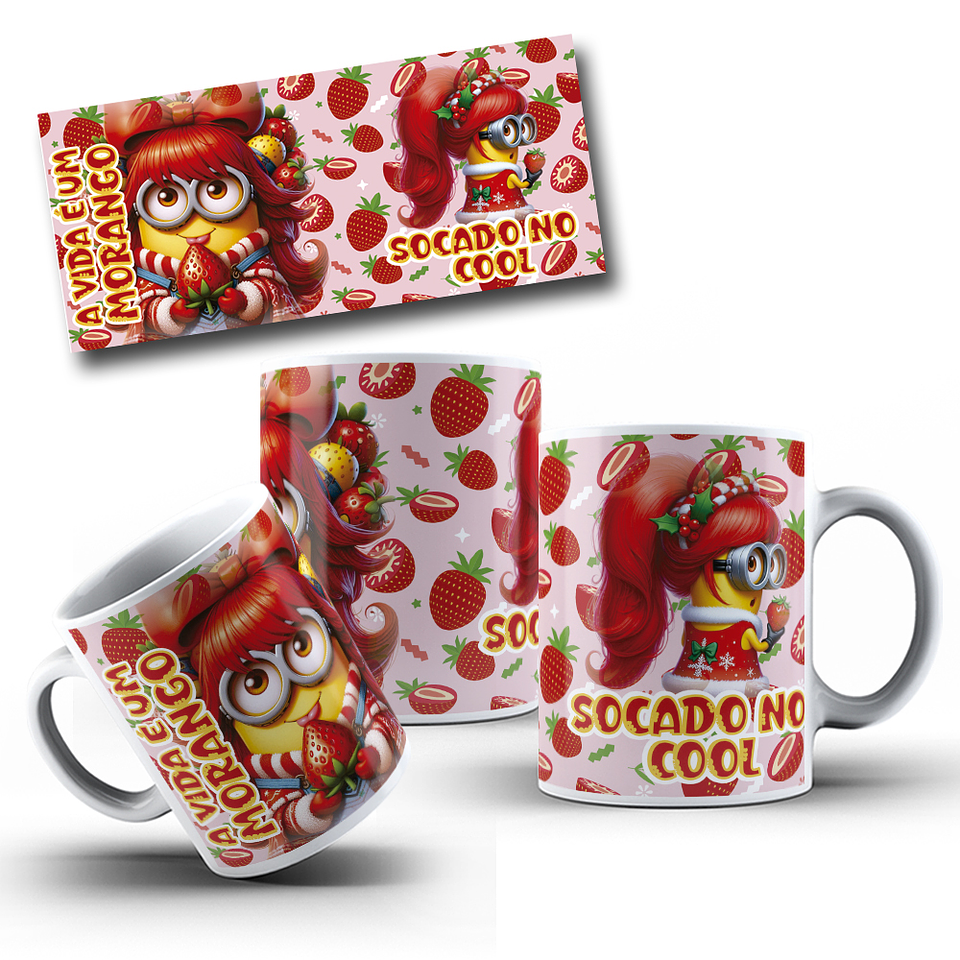 Artes Caneca A vida é um Morango Arquivo Editável 1