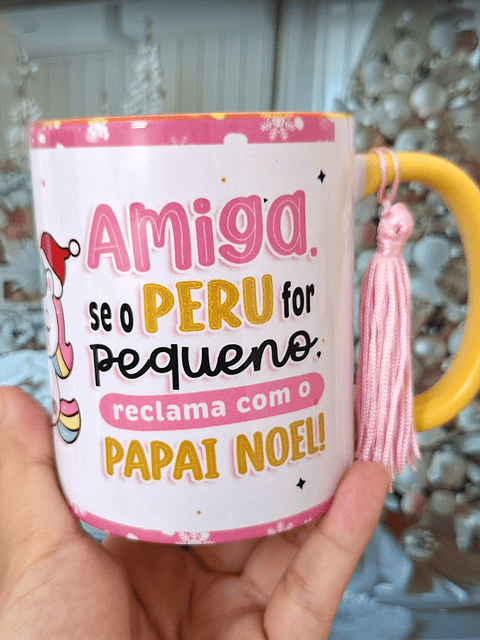 Artes Caneca Unicornio Natal Natalino Amiga se o peru for pequeno reclama com o Papai Noel Arquivo em Png 