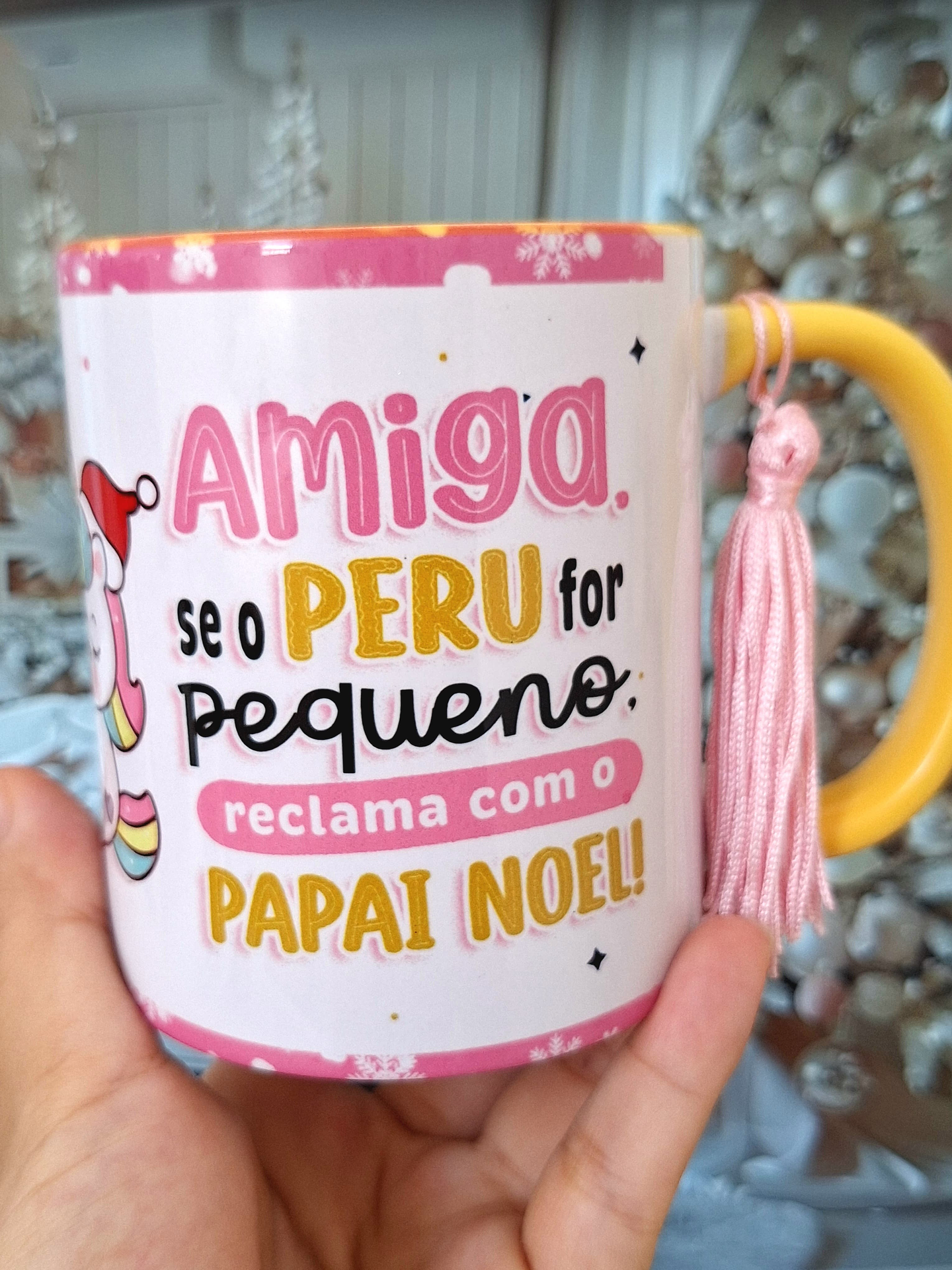 Artes Caneca Unicornio Natal Natalino Amiga se o peru for pequeno reclama com o Papai Noel Arquivo em Png  1