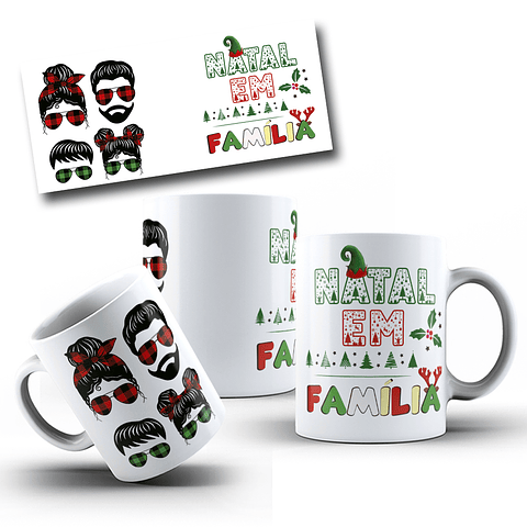 6 Artes Caneca Natal em Familia Arquivo Editável 