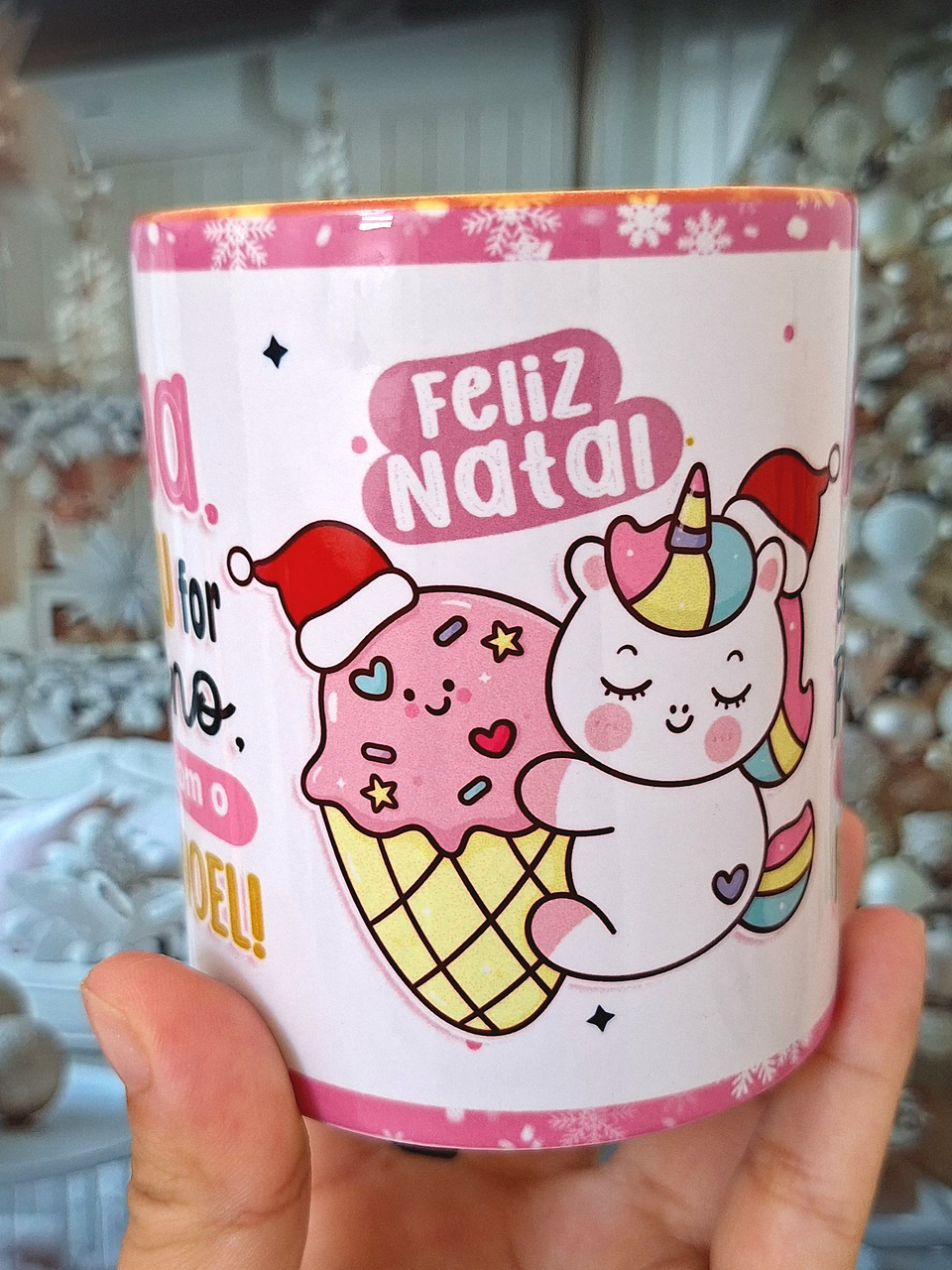 Artes Caneca Unicornio Natal Natalino Amiga se o peru for pequeno reclama com o Papai Noel Arquivo em Png  2