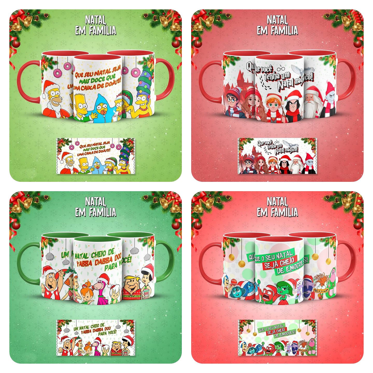8 Artes Caneca Natal Familia Personagens Arquivo em Jpg 1