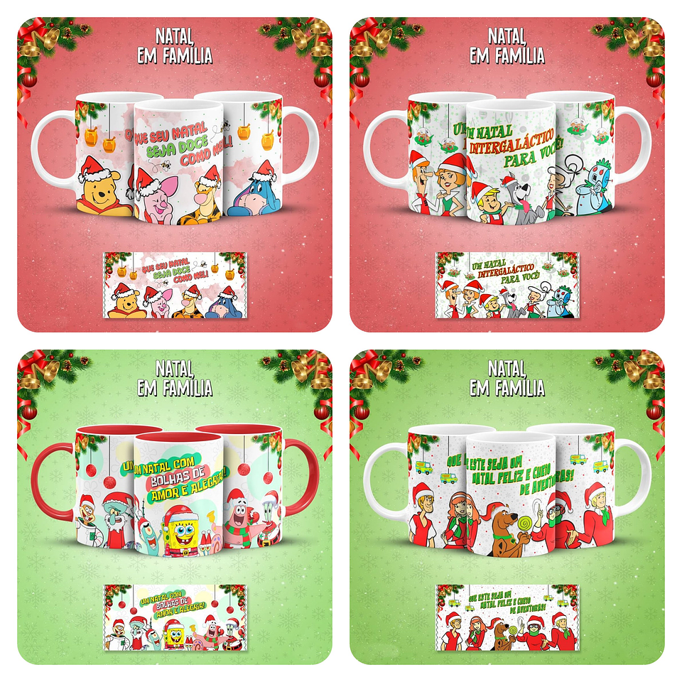 8 Artes Caneca Natal Familia Personagens Arquivo em Jpg 2