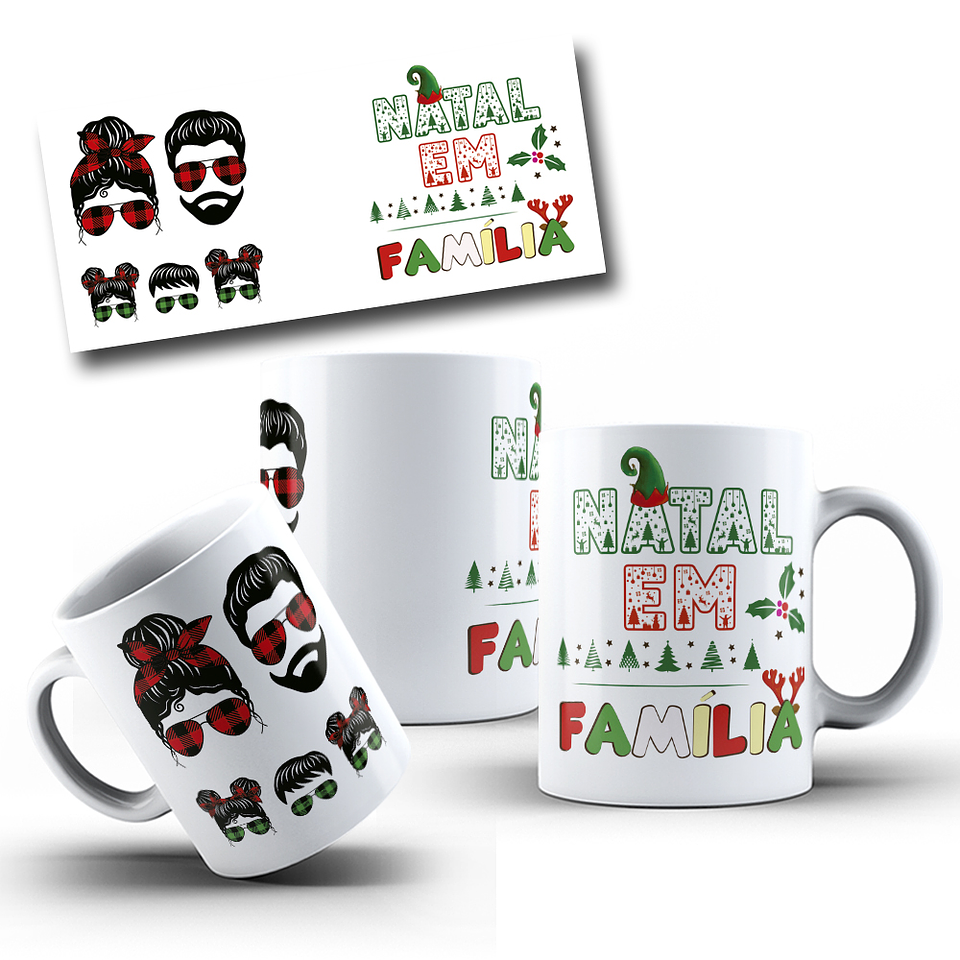 6 Artes Caneca Natal em Familia Arquivo Editável  4