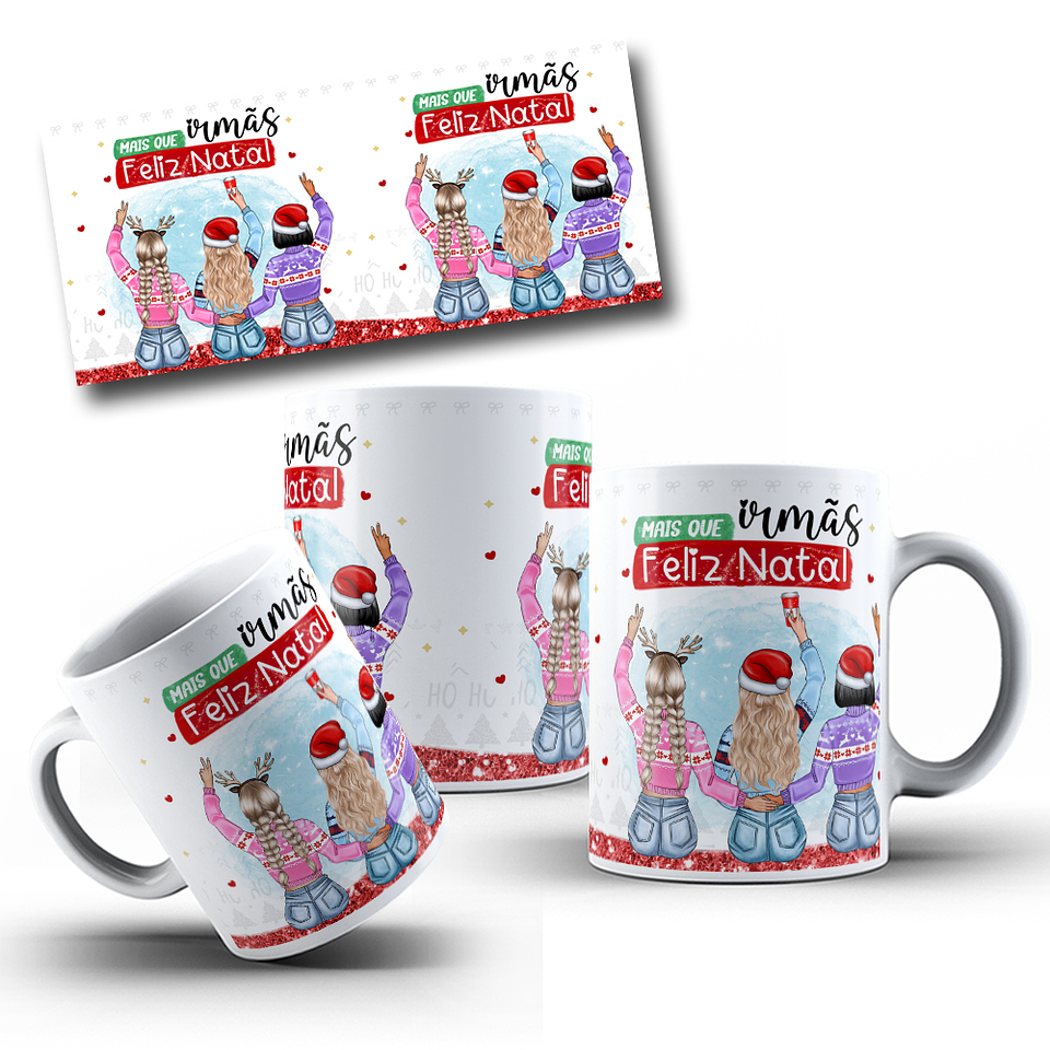 20 Artes Caneca Natal Mais que Irmãs, Amizade Bonequinhas Arquivo em Png 2