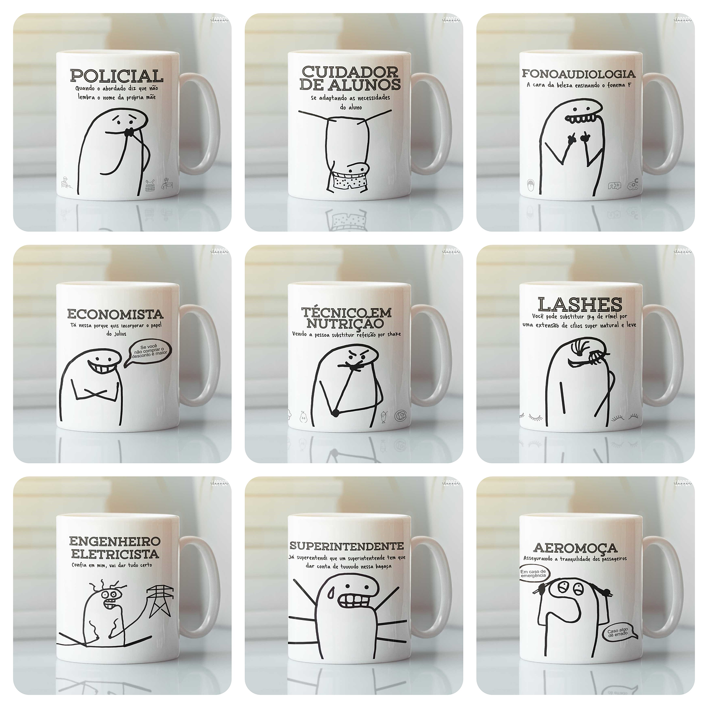 20 Artes Caneca Flork Profissões Arquivo em Png  1