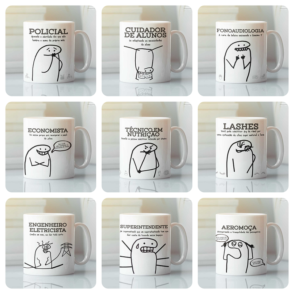 20 Artes Caneca Flork Profissões Arquivo em Png  1