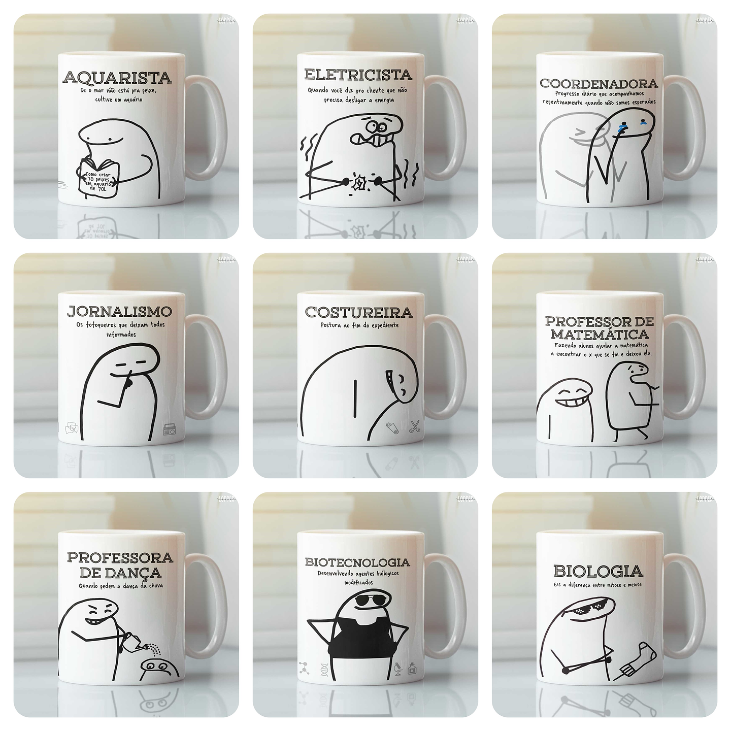 20 Artes Caneca Flork Profissões Arquivo em Png  2