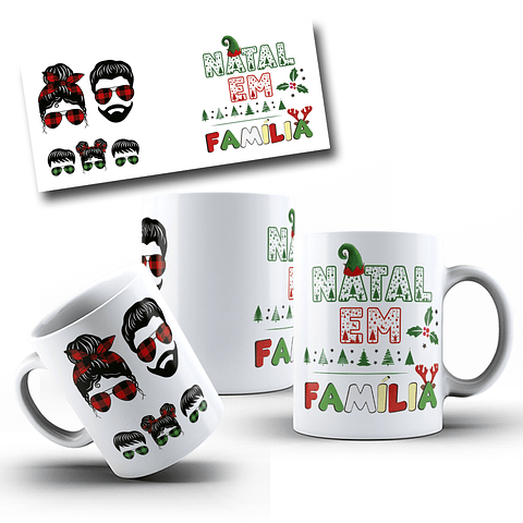 6 Artes Caneca Natal em Familia Arquivo Editável 