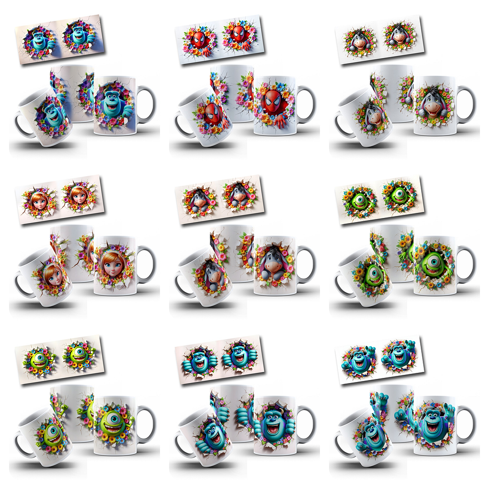 83 Artes Caneca Personagens 3D Arquivo em Png  1