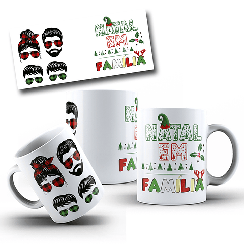 6 Artes Caneca Natal em Familia Arquivo Editável 