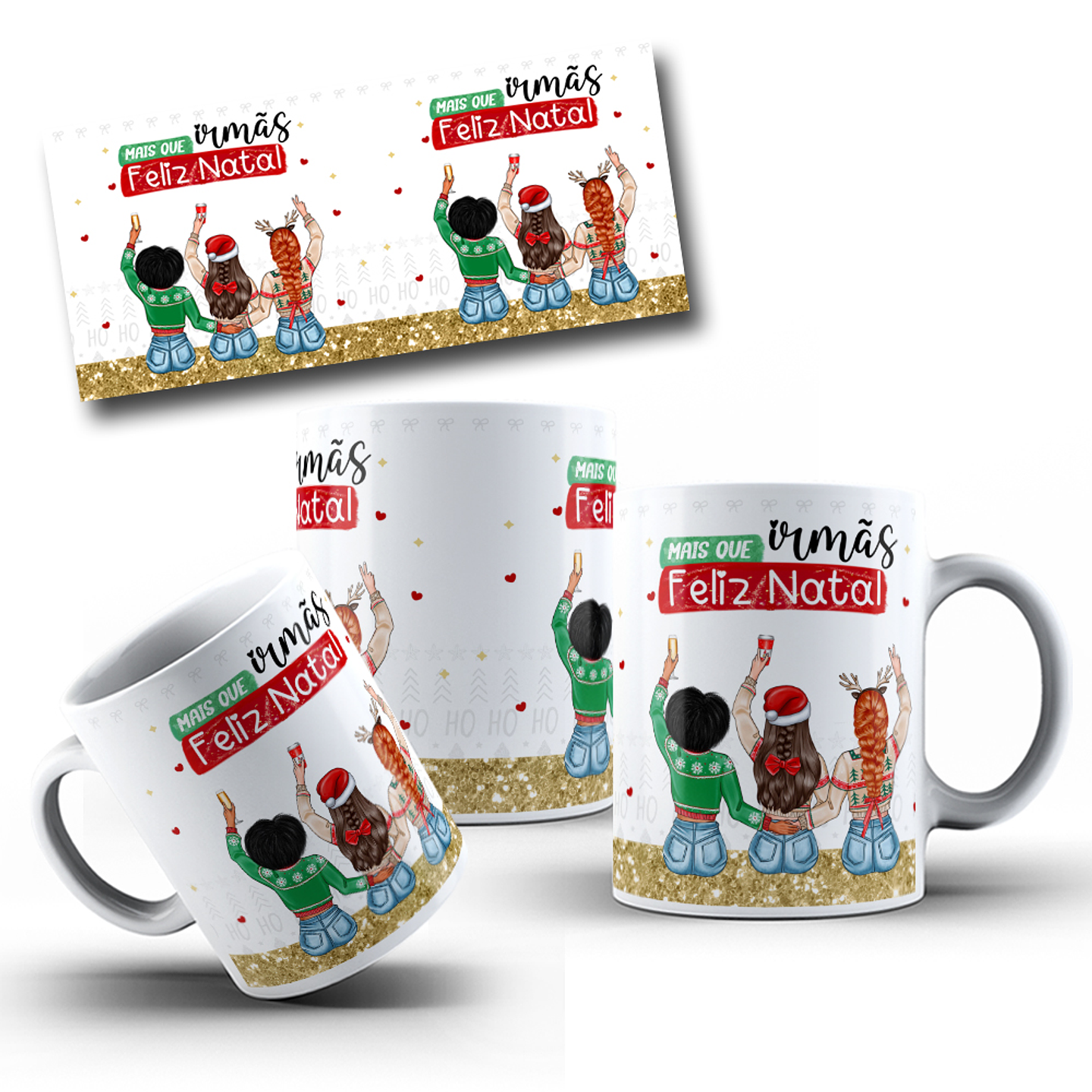 20 Artes Caneca Natal Mais que Irmãs, Amizade Bonequinhas Arquivo em Png 7