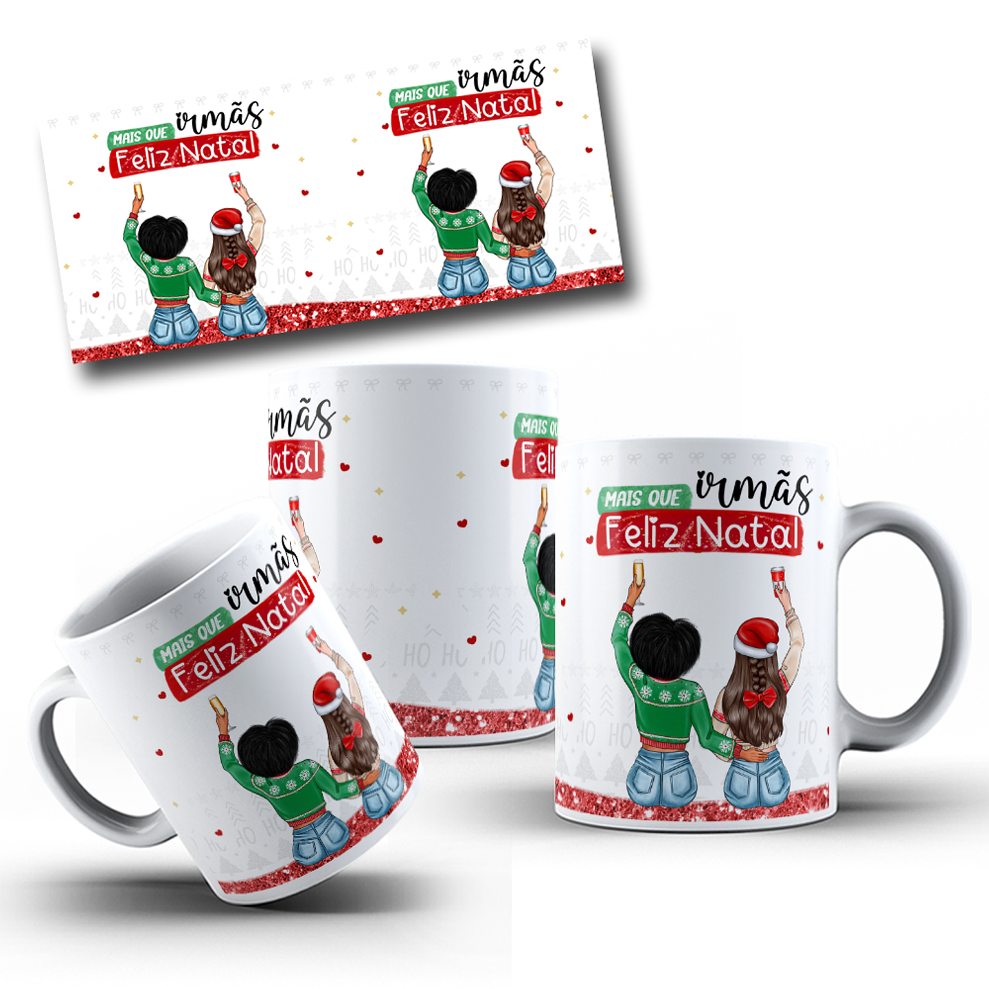 20 Artes Caneca Natal Mais que Irmãs, Amizade Bonequinhas Arquivo em Png 8