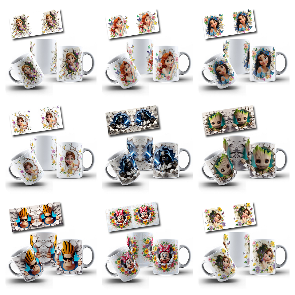 83 Artes Caneca Personagens 3D Arquivo em Png  9