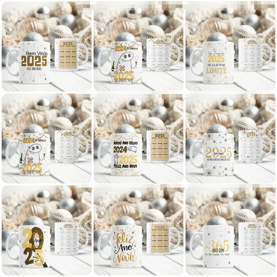 21 Artes Caneca Ano Novo Calendário Arquivo Editável 1