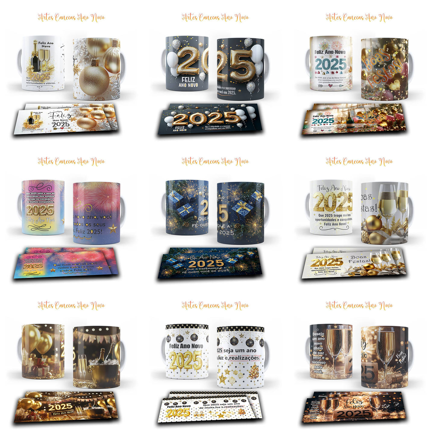 55 Artes Caneca Camisa e Taça Ano Novo 2025 Arquivo Arquivo Editável  1