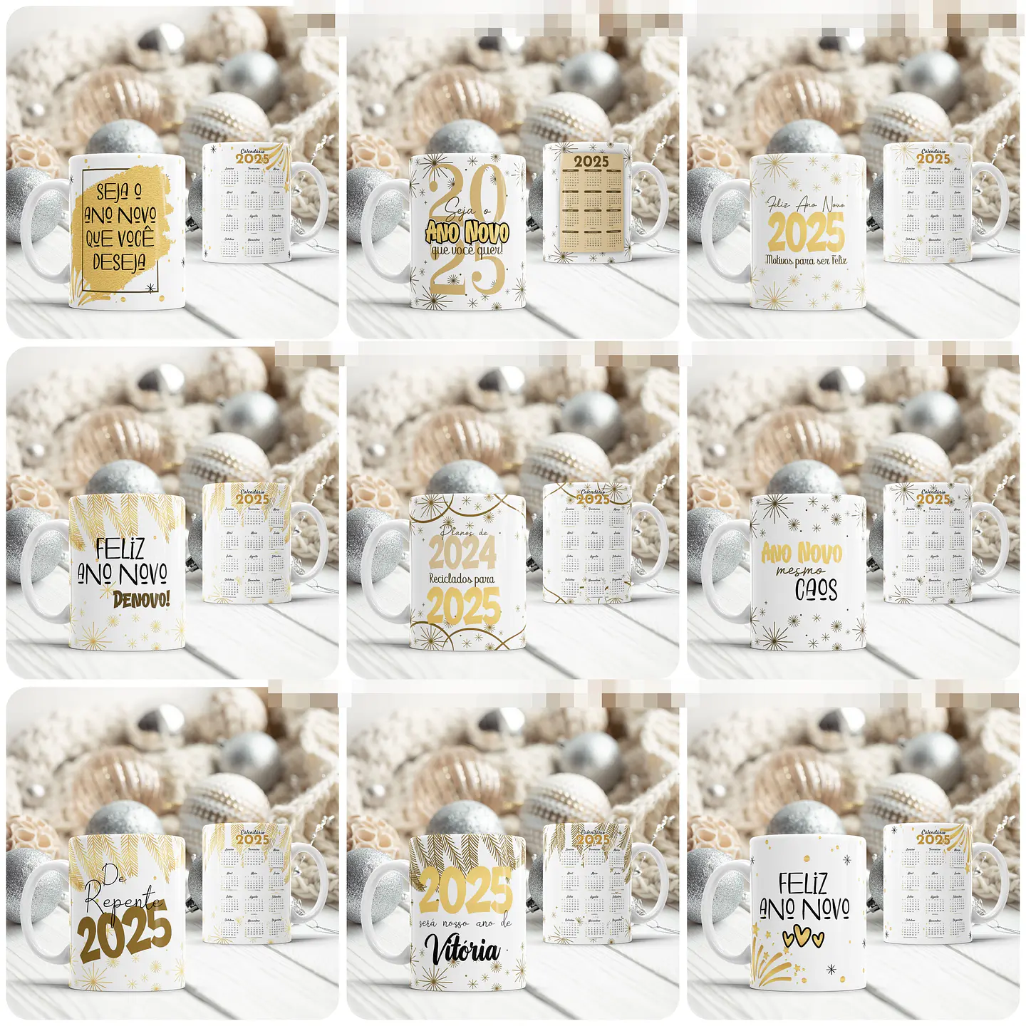 21 Artes Caneca Ano Novo Calendário Arquivo Editável 2