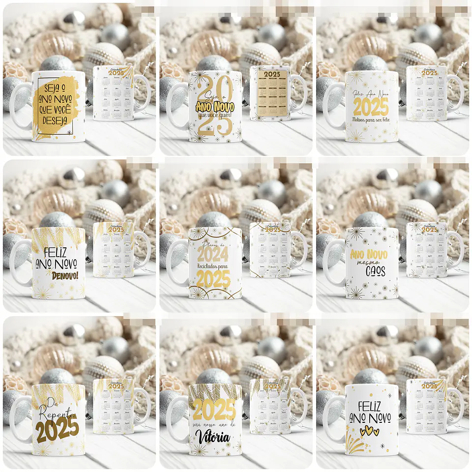 21 Artes Caneca Ano Novo Calendário Arquivo Editável 2