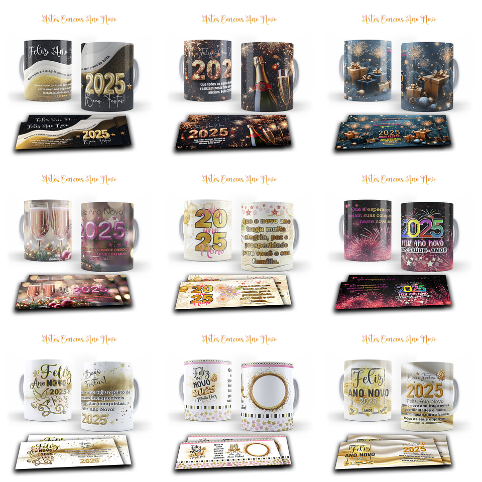 55 Artes Caneca Camisa e Taça Ano Novo 2025 Arquivo Arquivo Editável  3