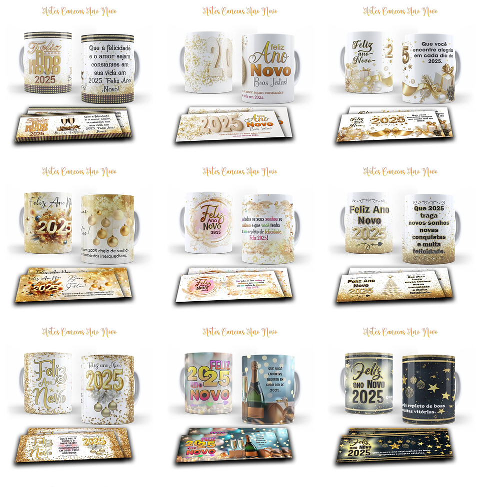 55 Artes Caneca Camisa e Taça Ano Novo 2025 Arquivo Arquivo Editável  4