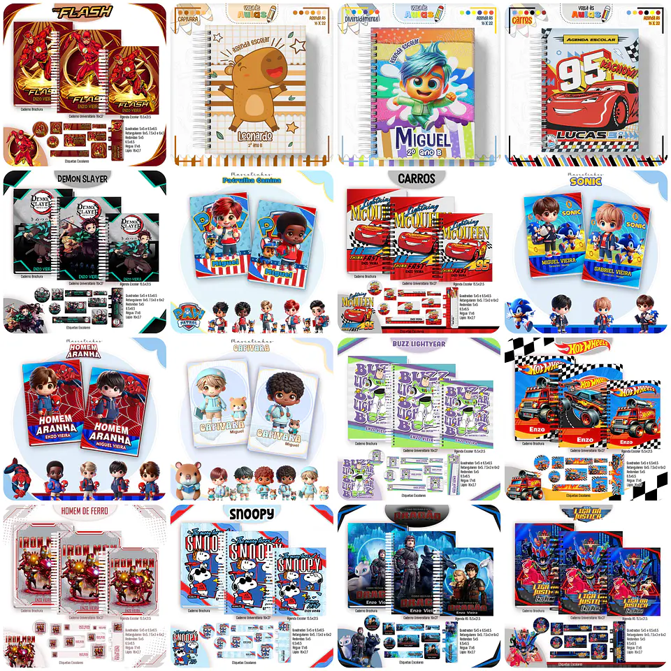 Mega Combo Arquivo Agendas Escolares Mascotes e Personagens 2025 Com atualizações em Pdf  5