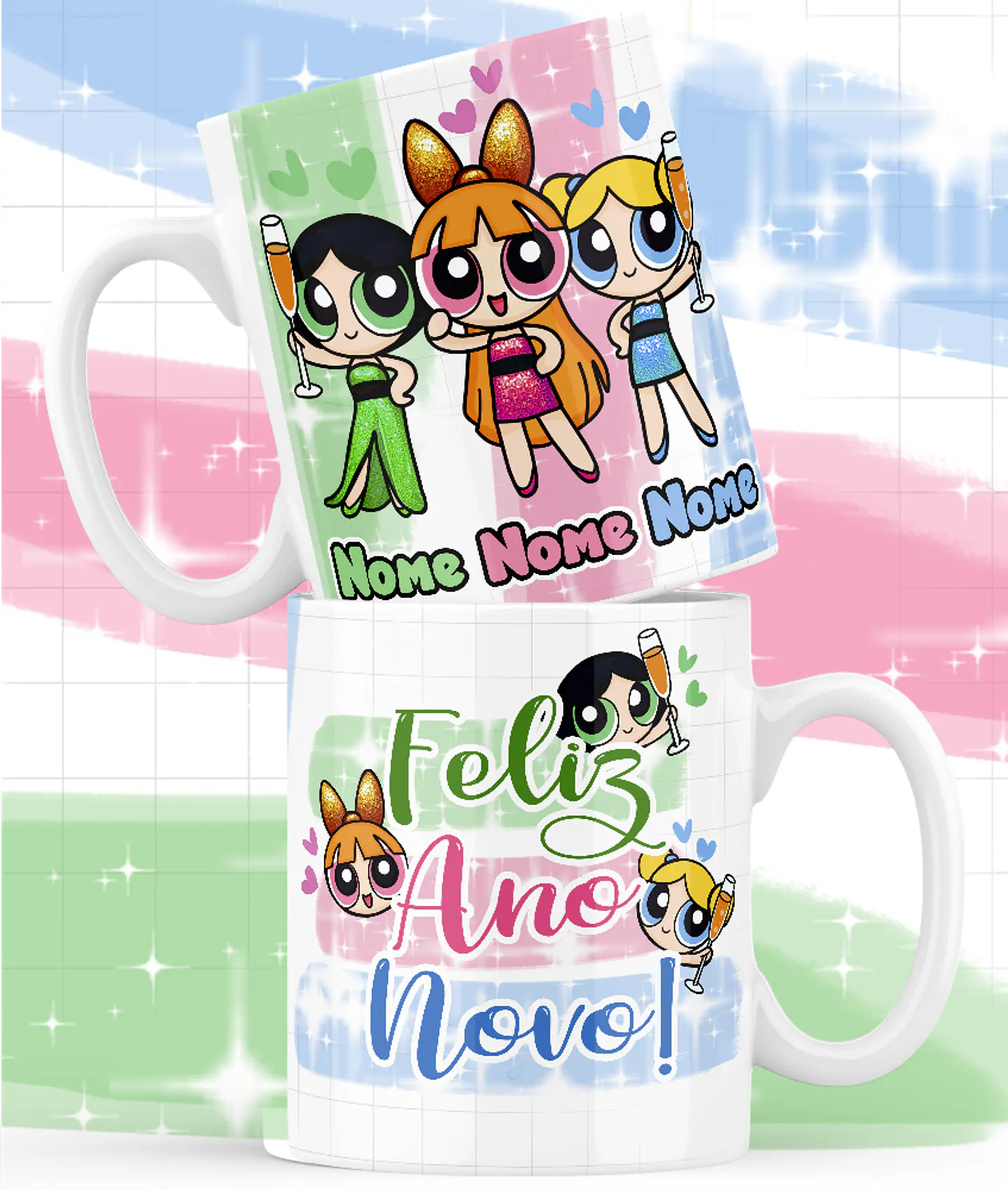 5 Artes Caneca Meninas Super Poderosas Ano Novo Arquivo Arquivo em Png  1