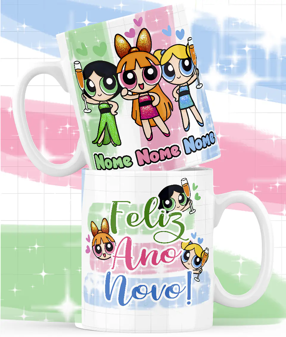 5 Artes Caneca Meninas Super Poderosas Ano Novo Arquivo Arquivo em Png  1