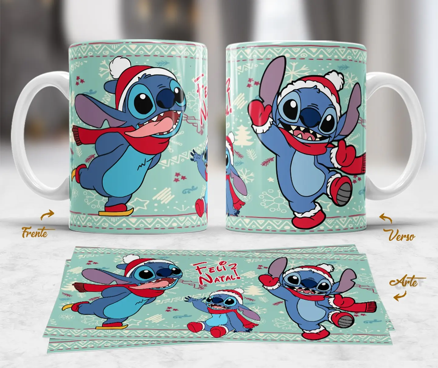 10 Artes Caneca Mickey e Stitch Natal Arquivo em Jpg  2