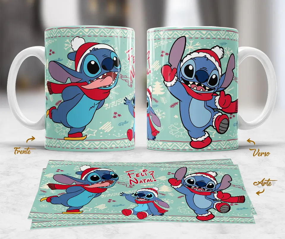 10 Artes Caneca Mickey e Stitch Natal Arquivo em Jpg  2