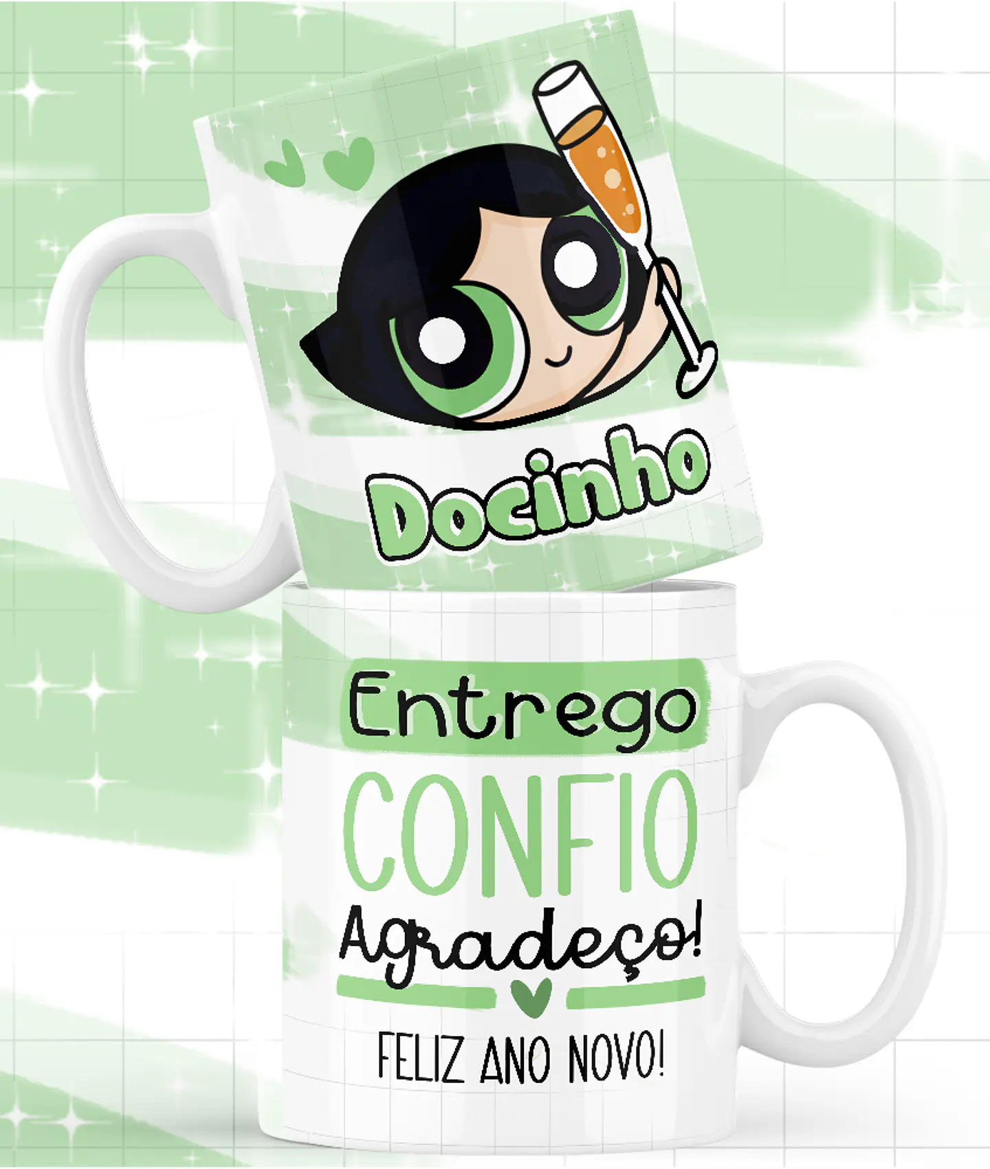 5 Artes Caneca Meninas Super Poderosas Ano Novo Arquivo Arquivo em Png  2