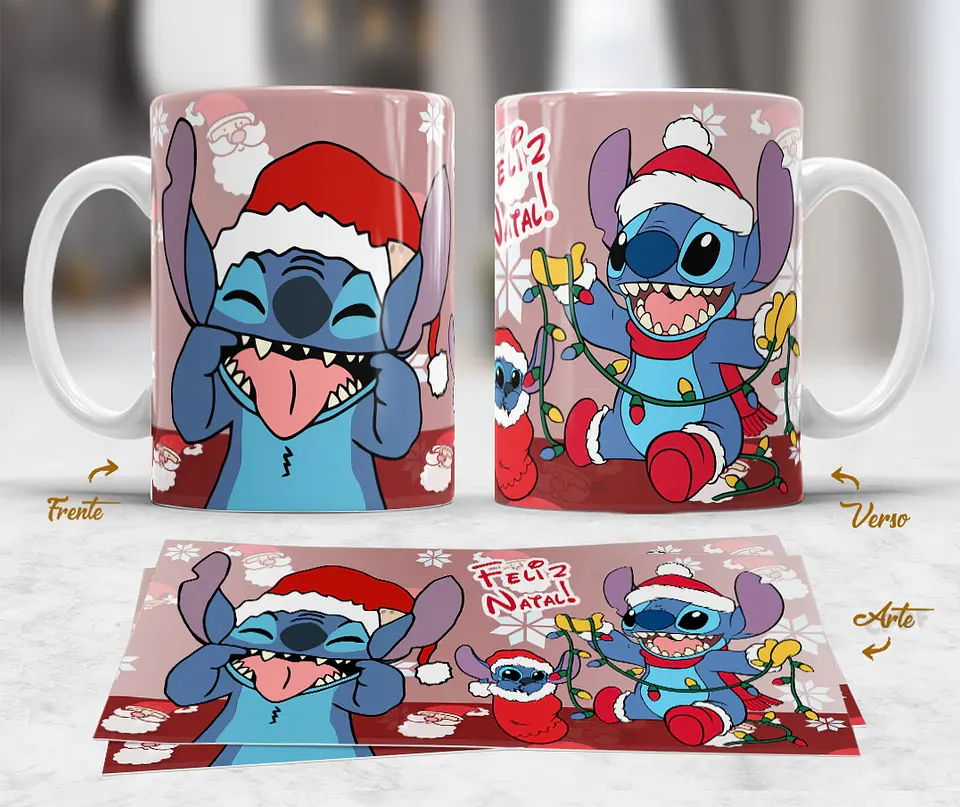 10 Artes Caneca Mickey e Stitch Natal Arquivo em Jpg  3