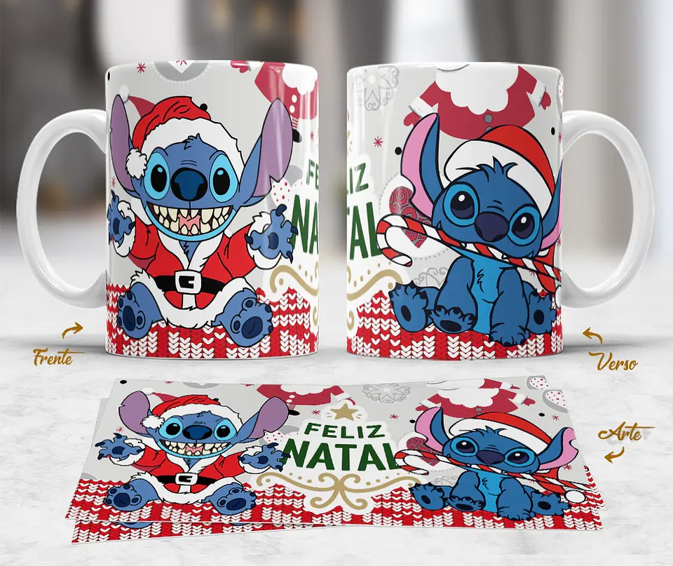 10 Artes Caneca Mickey e Stitch Natal Arquivo em Jpg  4