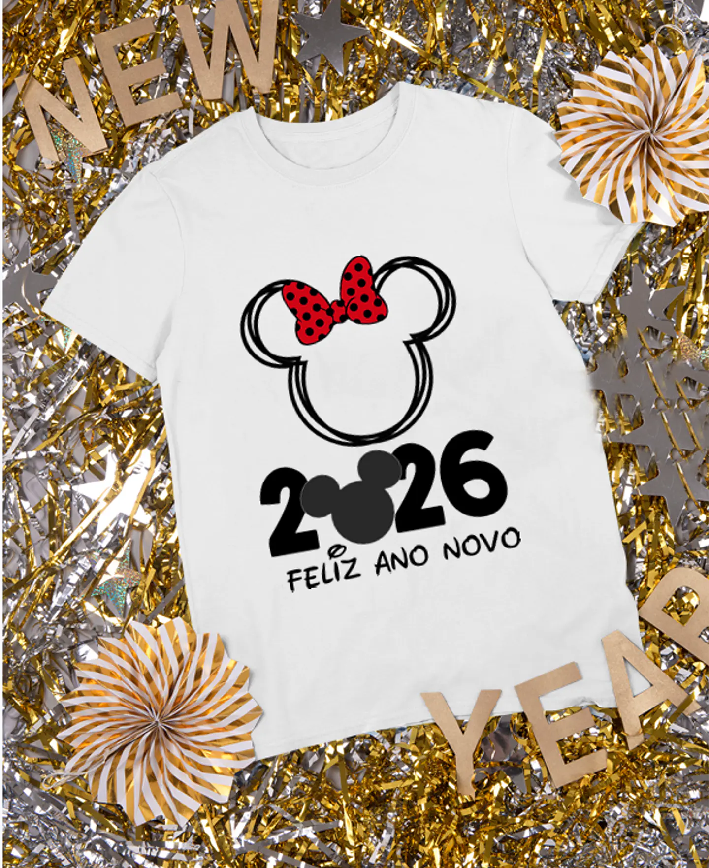 20 Artes para Camisa Disney Mickey e Minnie Ano Novo 2026 Arquivo Editavel 1