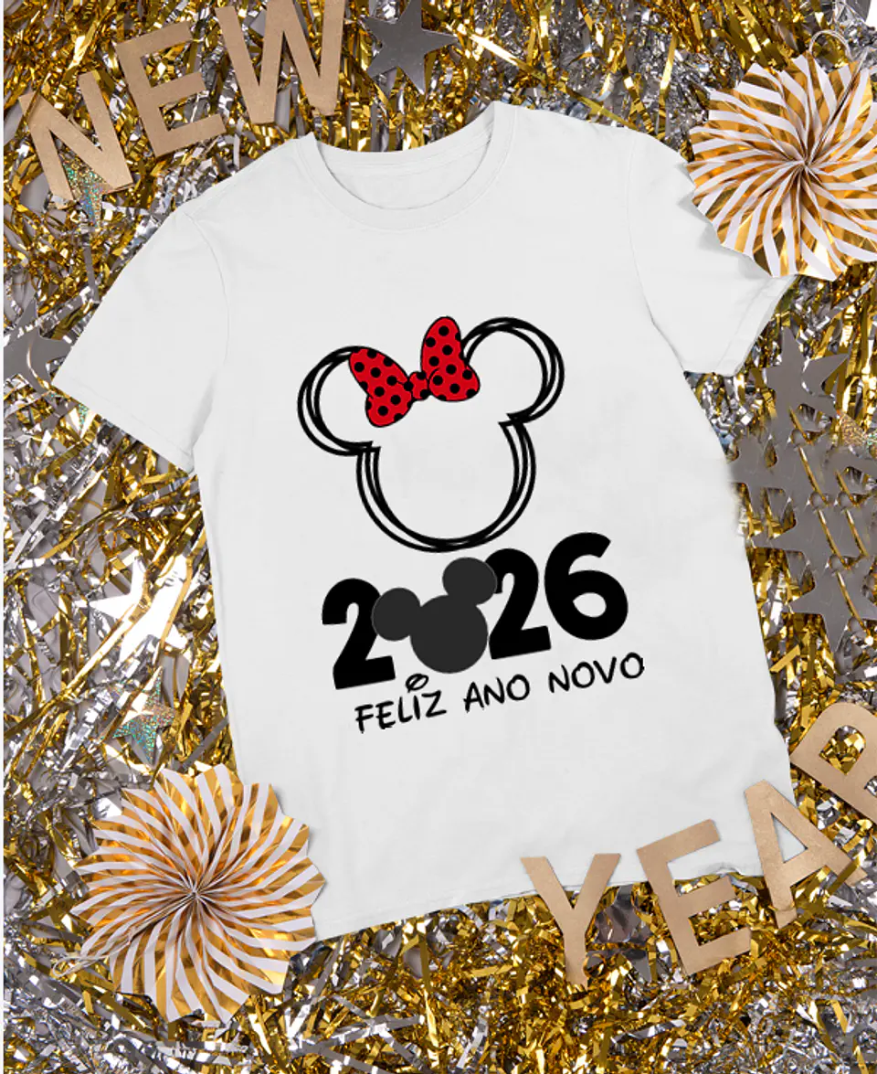 20 Artes para Camisa Disney Mickey e Minnie Ano Novo 2026 Arquivo Editavel 1