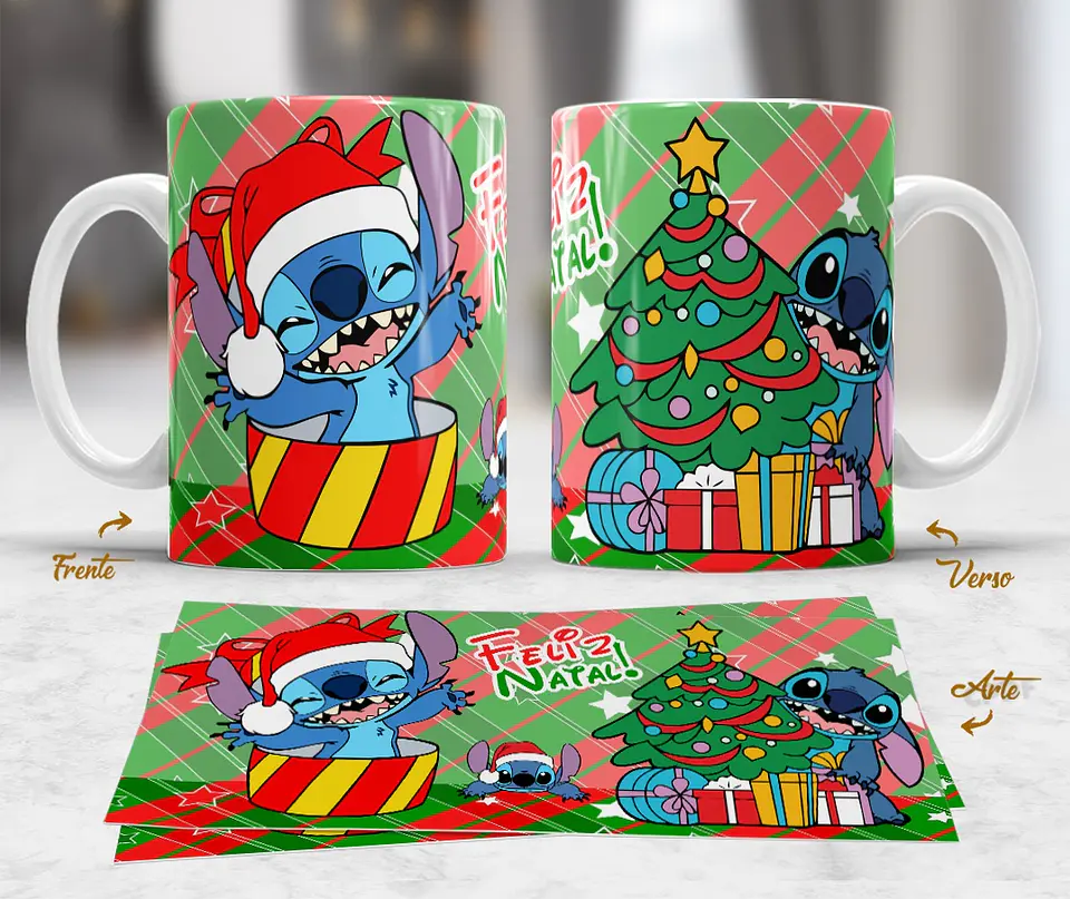 10 Artes Caneca Mickey e Stitch Natal Arquivo em Jpg  10