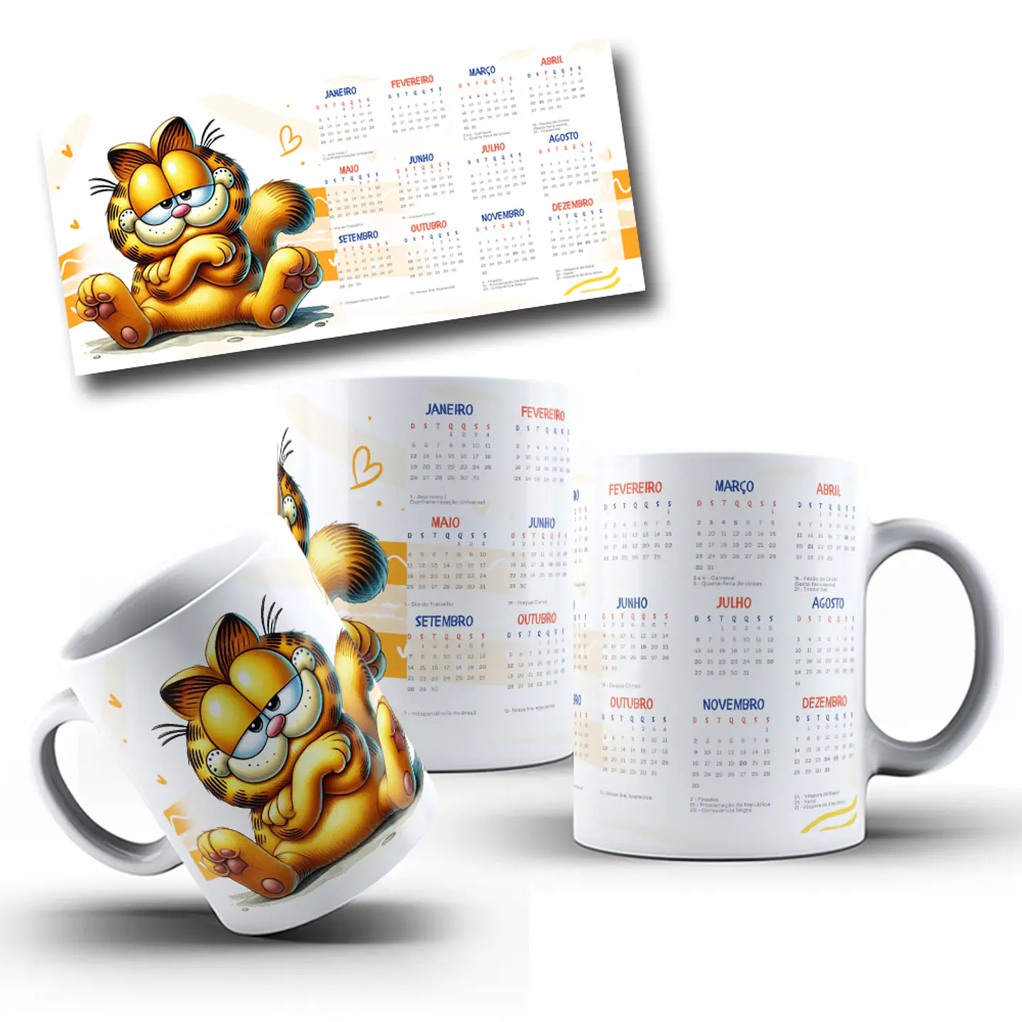 5 Artes para Caneca Personagens Calendário 2025 Arquivo em Jpg 5