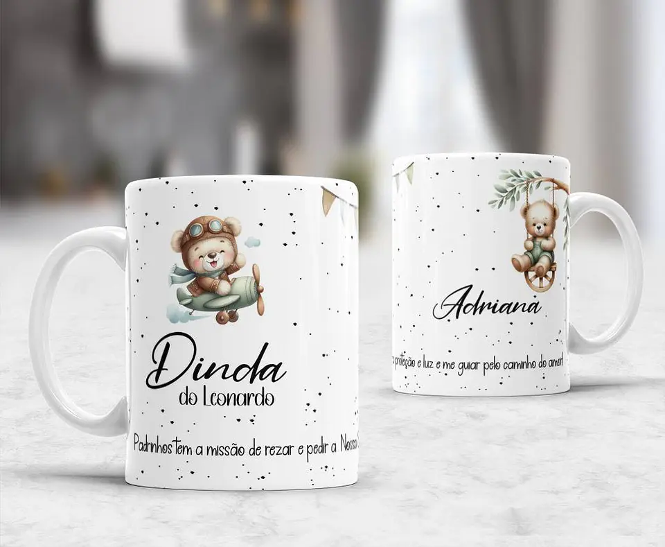 10 Artes para Caneca Convites Dindos Padrinhos Arquivo Editável 2