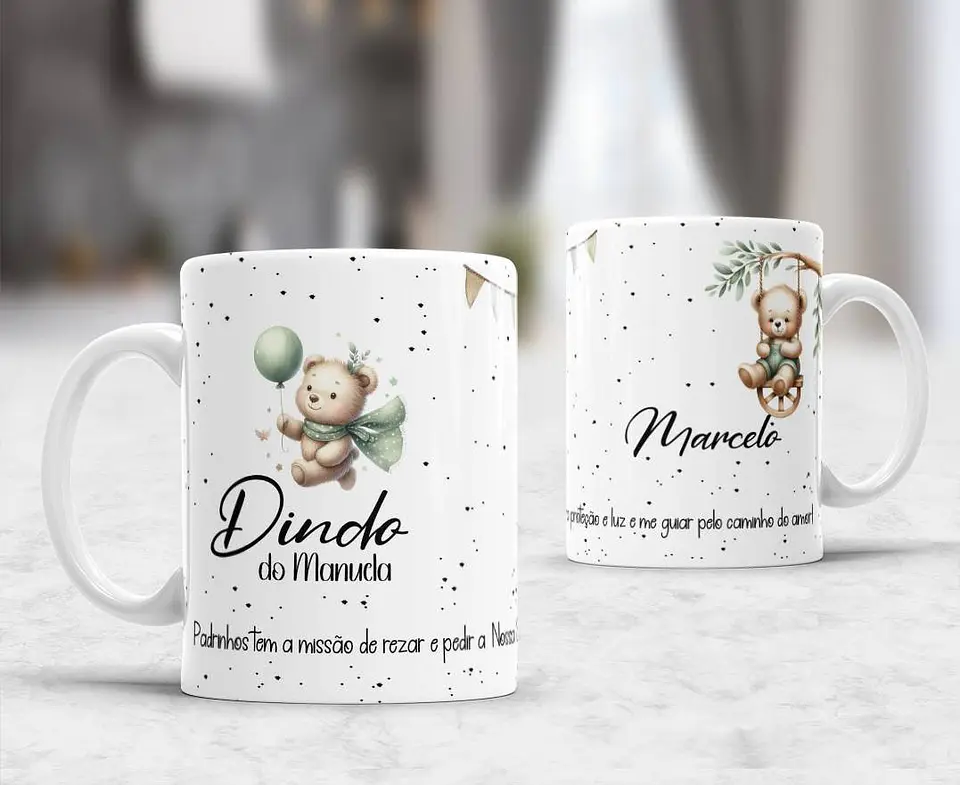 10 Artes para Caneca Convites Dindos Padrinhos Arquivo Editável 3