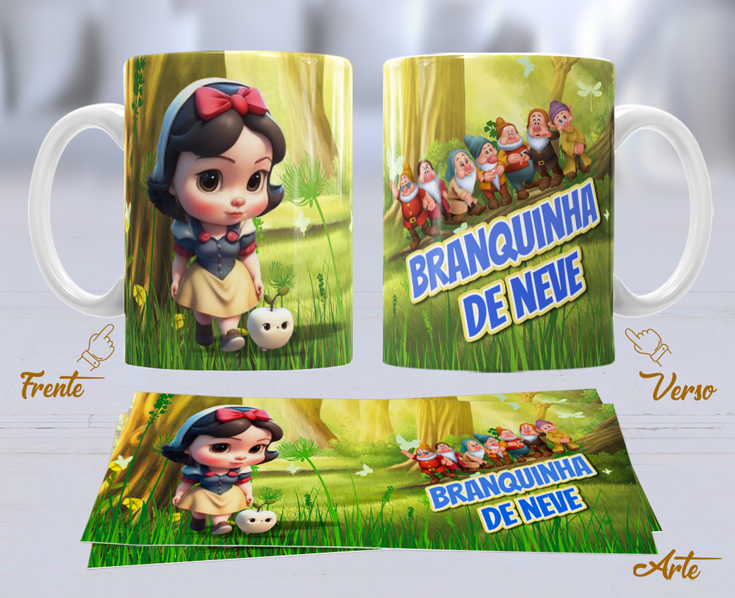 10 Artes para Caneca Personagens Cute Arquivo Editável 1