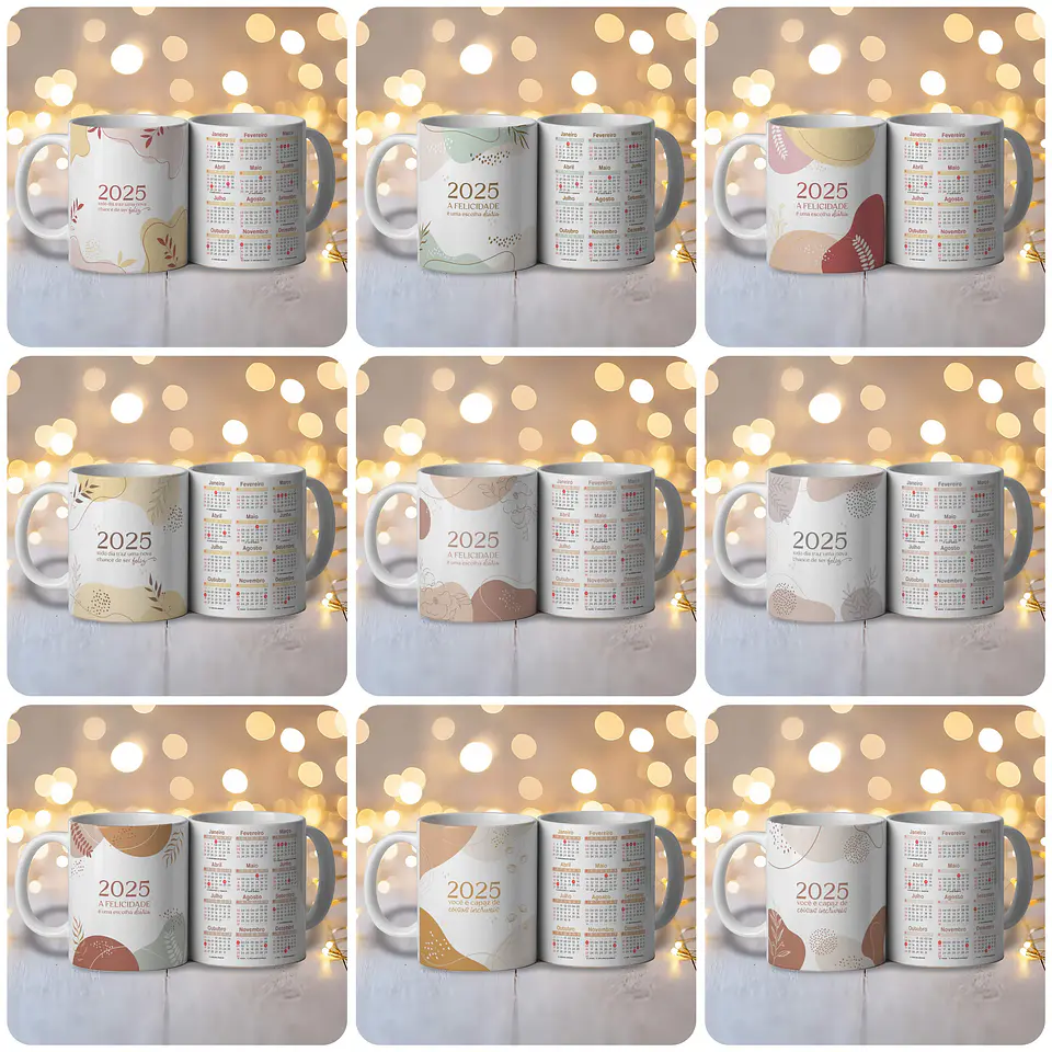 20 Artes para Caneca Calendário 2025 Arquivo Editável 1