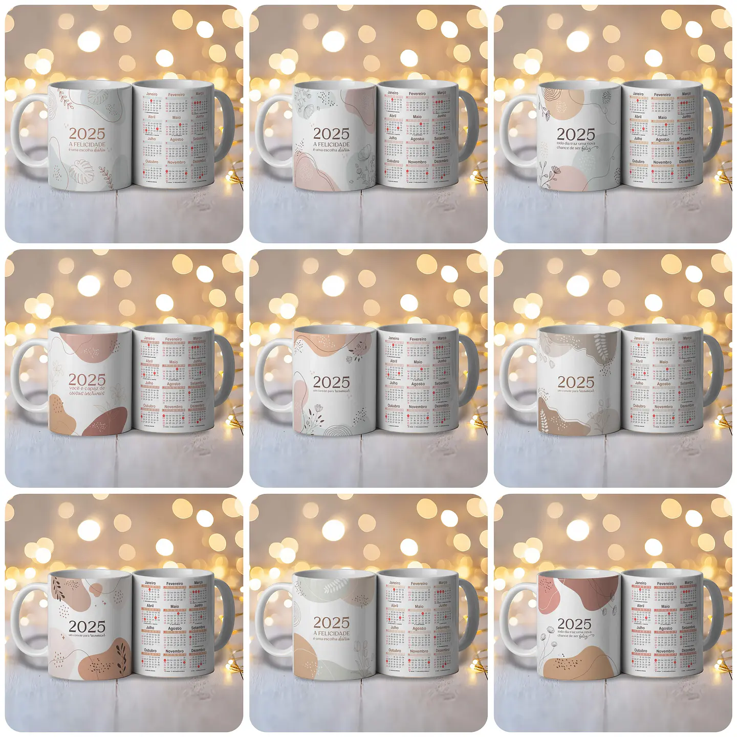 20 Artes para Caneca Calendário 2025 Arquivo Editável 2