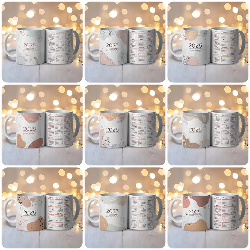 20 Artes para Caneca Calendário 2025 Arquivo Editável 2